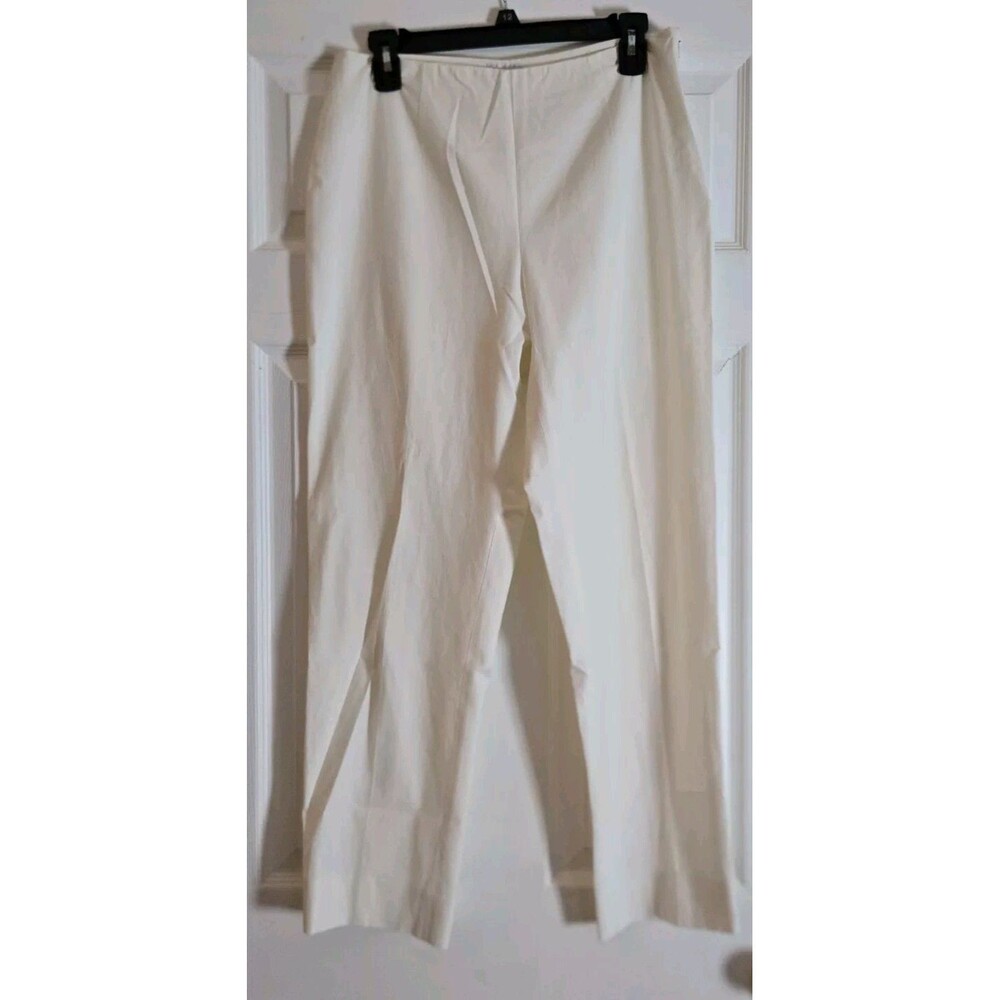 Leggiadro Womens Slacks Dress Pants All White Size 12 Pleated High Waist Silk!